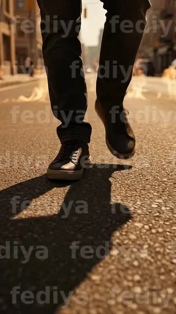Character feet walking on asphalt 202607312140 — ویدیو