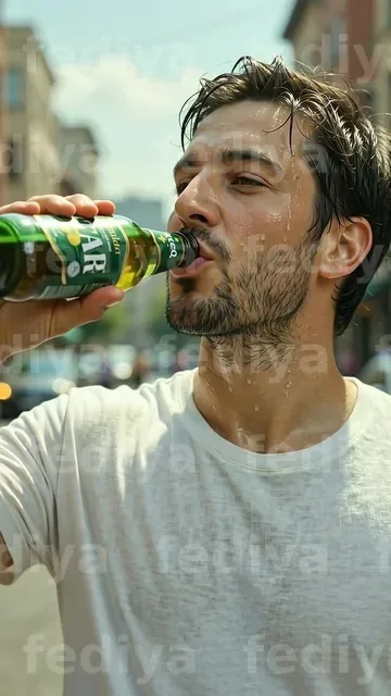 Man drinking soda light changes 202608010146 — ویدیو