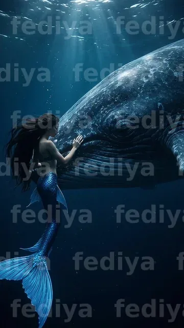 Mermaid touching blue whale 1080p 202608102141 — ویدیو